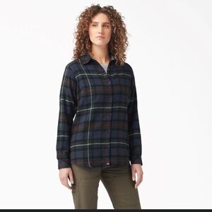 New! Dickies Long Sleeved Women's Flannel Shirt XL
